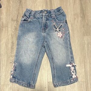 🔥HOST PICK🔥Kids Blue Denim Jeans with Butterfly Embroidery